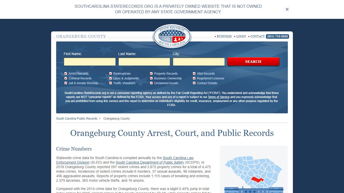 Orangeburg County Arrest, Court, and Public Records