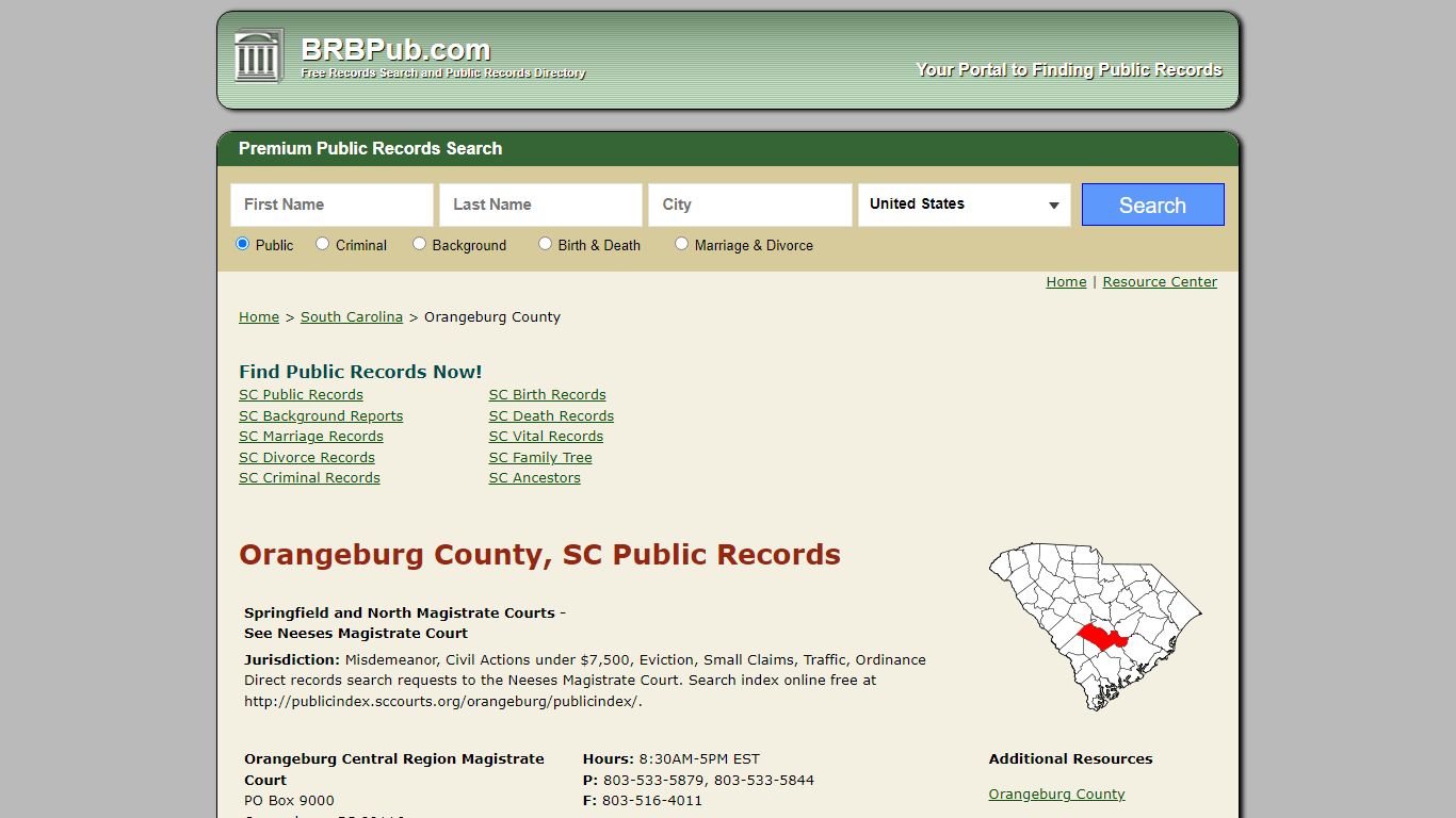 Orangeburg County Public Records | Search South Carolina ...