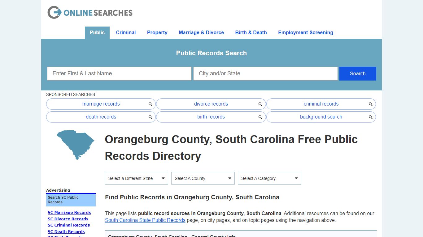 Orangeburg County, South Carolina Public Records Directory