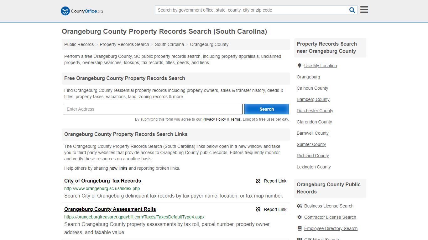 Property Records Search - Orangeburg County, SC ...